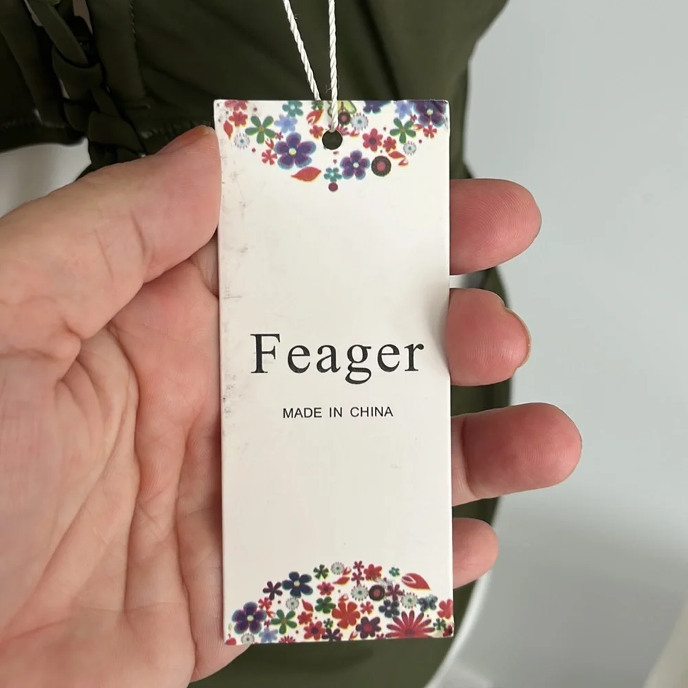 Feager open cut out one piece bathing‎ suit olive green